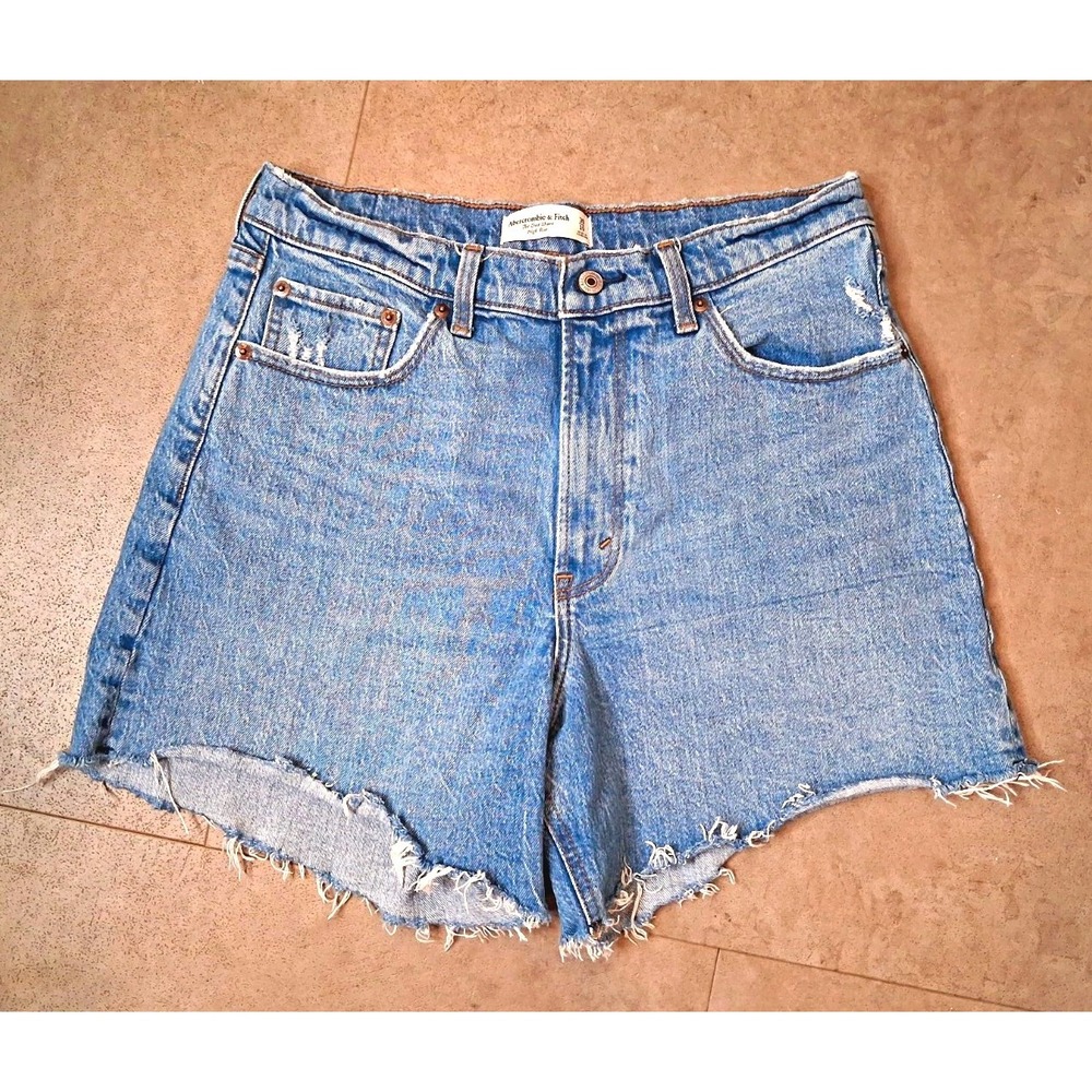 Abercrombie & Fitch The Dad Short High Rise Denim Jean Cut Off Shorts Size 10